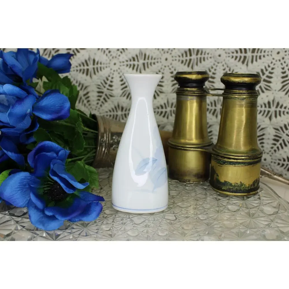 Japanese Blue Floral Tokkuri and Sake Cup Set